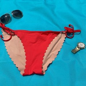 J Crew 🆕 size large scalloped string bikini bottom g4995
